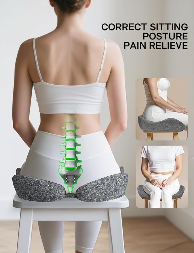 Medisana Seat Cushion, SC 100 Seat Cushions for Office Chairs, Car Seat, Wheelchair - Sciatica & Tailbone & Coccyx Pain Relief Pillow for Driver Sedentary（Size:18 * 14.6 * 3.54 in-Grey）