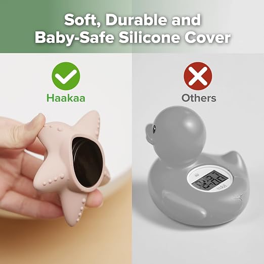 Haakaa Silicone Baby Bath Thermometer – Water Temperature Thermometer for Baby Safety, Floating Infant Bath tub Temp Thermometer for Newborns & Toddlers - Starfish