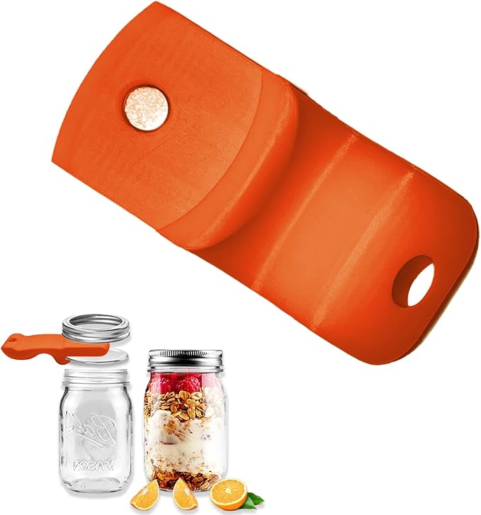 Mason Jar Opener Canning Tool,Canning Jar Opener, Releases Vacuum Seal on Wide Mouth and Regular Mouth Lids,Magnetic Jar Lid Lifter for Canning. Pickling and Home Food Storage (orange color)