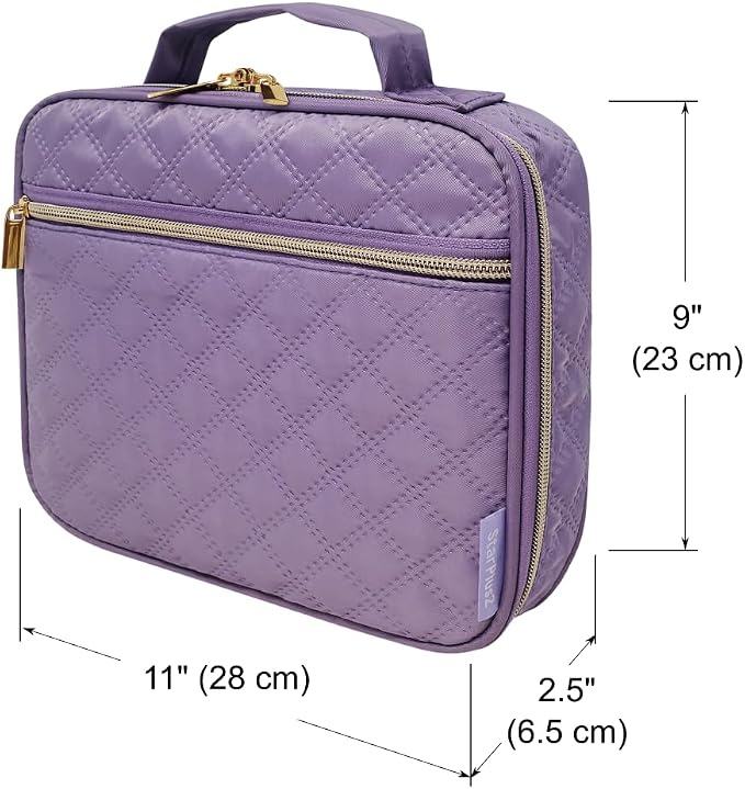 Large Travel Pill Bottle Organizer, Slim Medicine Bag, Carrier for Medications and Medical Supplies - Purple Ultrasonic