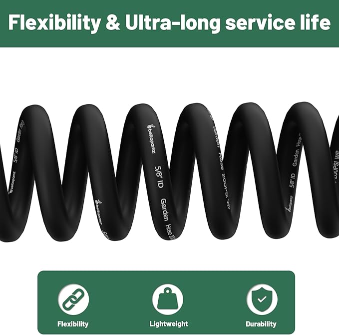 Beitopamz Short Garden Hose 5 ft x 5/8" Female to Female, Heavy Duty Small Water Hose Extender Connector, Leak-Free Connections Hybrid Rubber Leader Hose with 3/4" Double GHT Fittings, Black