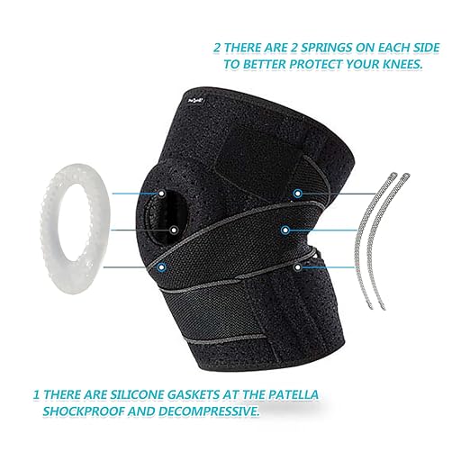 DOUFURT Knee Brace for Men & Women, Side Stabilizers & Patella Gel Pads | Plus Size Adjustable Knee Brace Support Relieves Meniscus Tears, Knee Pain, Arthritis, ACL/MCL Recovery, Daily Activities