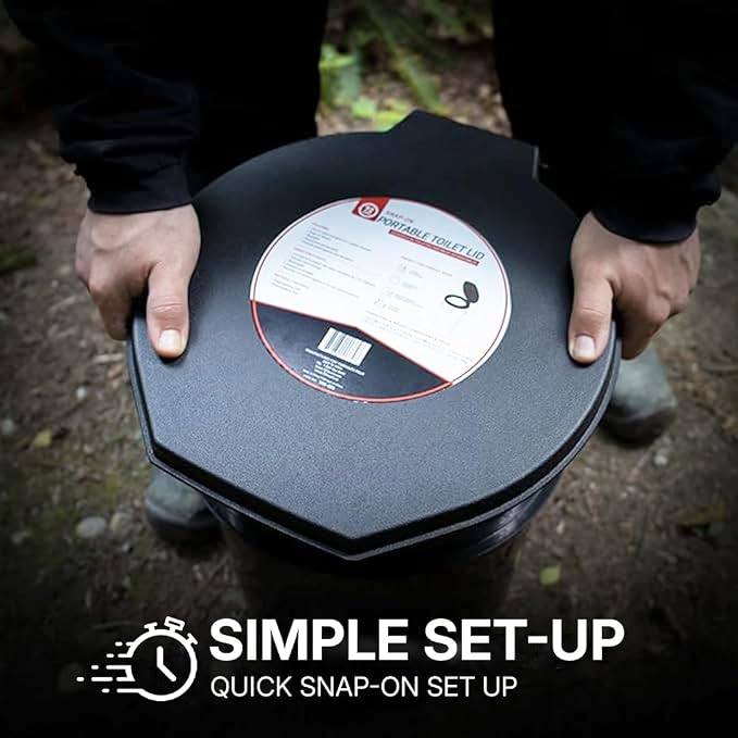 72 HRS Premium Portable Camping Toilet Seat with Lid for 5 Gallon Buckets | Portable Toilet for Outdoor Camping, Hiking, Emergency Prep, Backcountry, Car, Boat, Road Trips, No Bucket Included