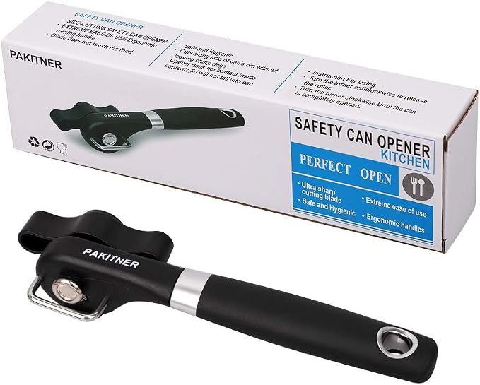 PAKITNER- Safe Cut Can Opener, Smooth Edge Can Opener - Handheld Easy Turn Knob, Manual Can Opener, Ergonomic Smooth Edge, Food Grade Stainless Steel Cutting Tool for Kitchen & Restaurant