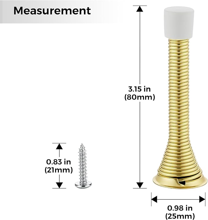 Ravinte Door Stoppers, 24 Pack Gold Spring Door Stops with Rubber Bumper, Stoppers for Bottom