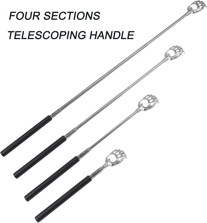 WOVTE Bear Claw Extendable Back Scratcher for Men Women | Premium Stainless Steel, Exquisite Packaging Box, Ideal Stocking Stuffers for Men Women Adults, Perfect Gifts for Men Women