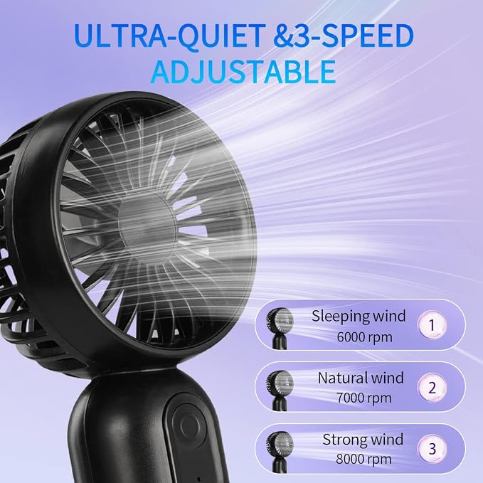 JODNO Mini Portable Fan 24 Pack, Cute Handheld Battery Operated Lightweight Small Personal Fans with 3 Speeds and USB Rechargeable Eyelash Fan for Women Men Office Outdoor Travel Camping
