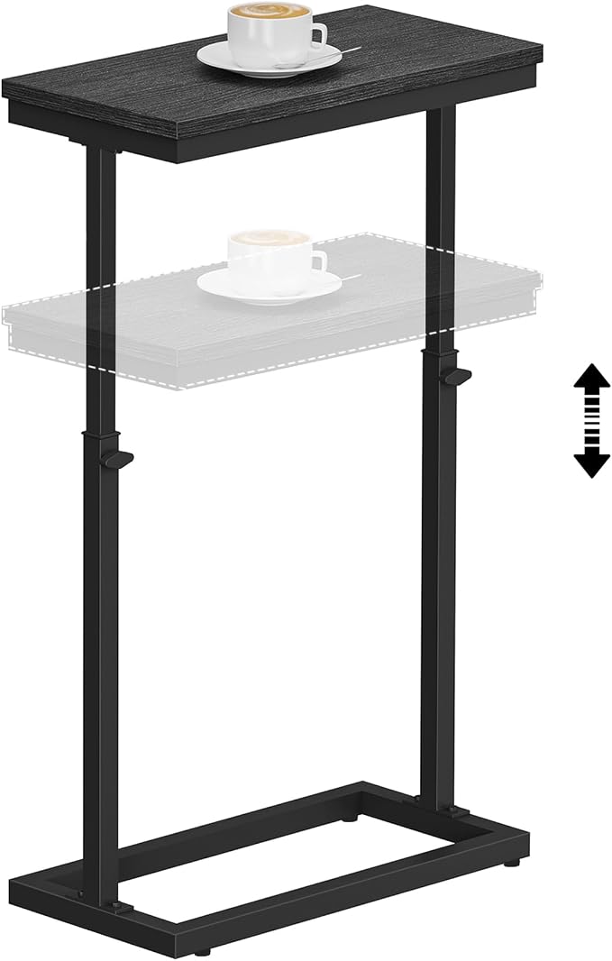 TUTOTAK End Table, Side Table, Tall Couch Table, Sofa Table | for living Room, Bedroom, Black TB01BK083