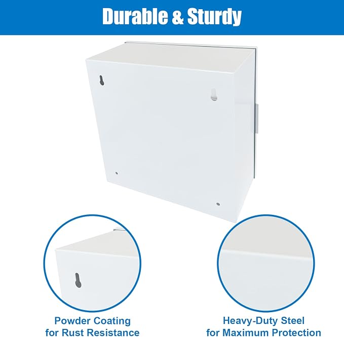 Wall Mounted AED Storage Cabinet, Steel AED Defibrillator Cabinet with Clear Viewing Window, Non-Alarmed Emergency AED Holder for Offices, Schools, Gyms & Public Spaces, White