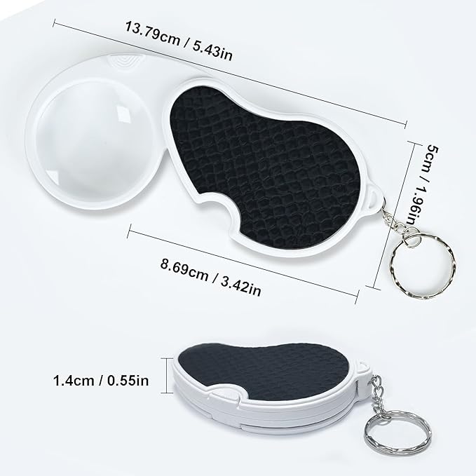 TECHSHARE Magnifying Glass with Light, Lighted Magnifying Glass, Handheld Pocket Magnifier Small Illuminated Folding Hand Held Lighted Magnifier for Reading Coins Hobby Travel - 45 Mm Diameter