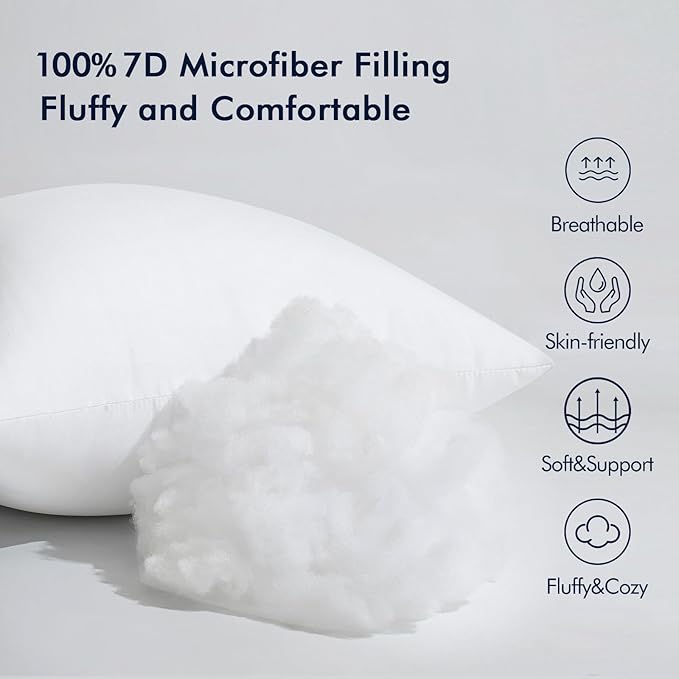 MIULEE 17x17 Inch Throw Pillow Insert for Couch Sofa Bed | Premium Virgin Filling, Soft Brushed Fabric, Decorative Pillow, Lumbar Back and Neck Support