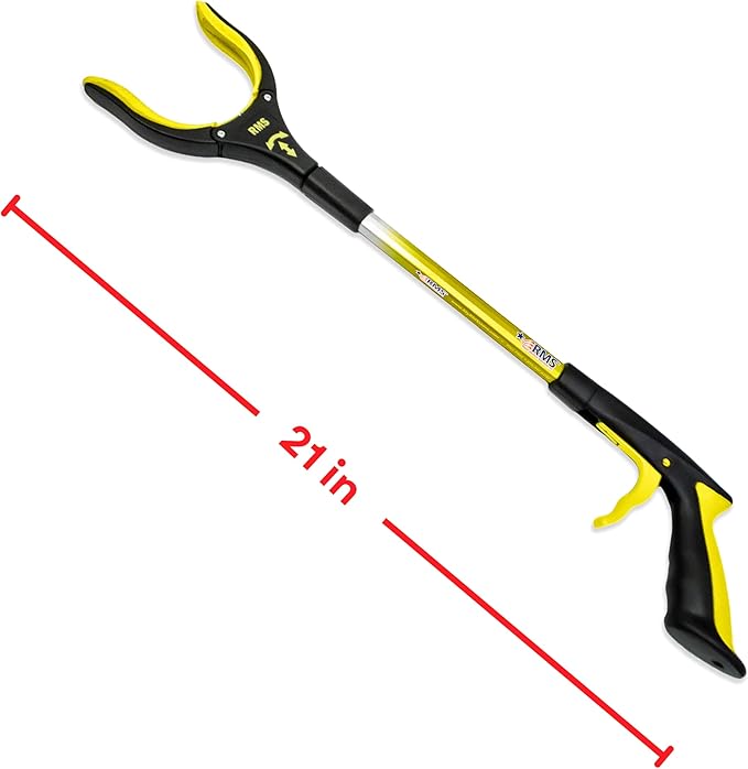 RMS 2 Pack 21 Inch Short Grabber Reacher with Rotating Jaw - Mobility Aid Reaching Assit Tool