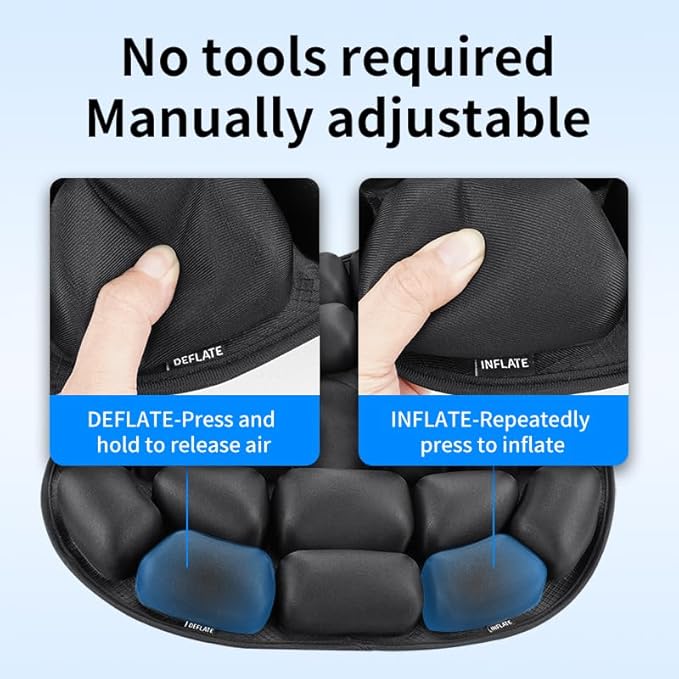 Starlo Sondour Travel Seat Cushion, Airplane Cushion Long Flight, Portable Airline Cushion with Air Pump, Wheelchair Cushion;Pressure Relief Inflatable Seat Cushion (Round Black)