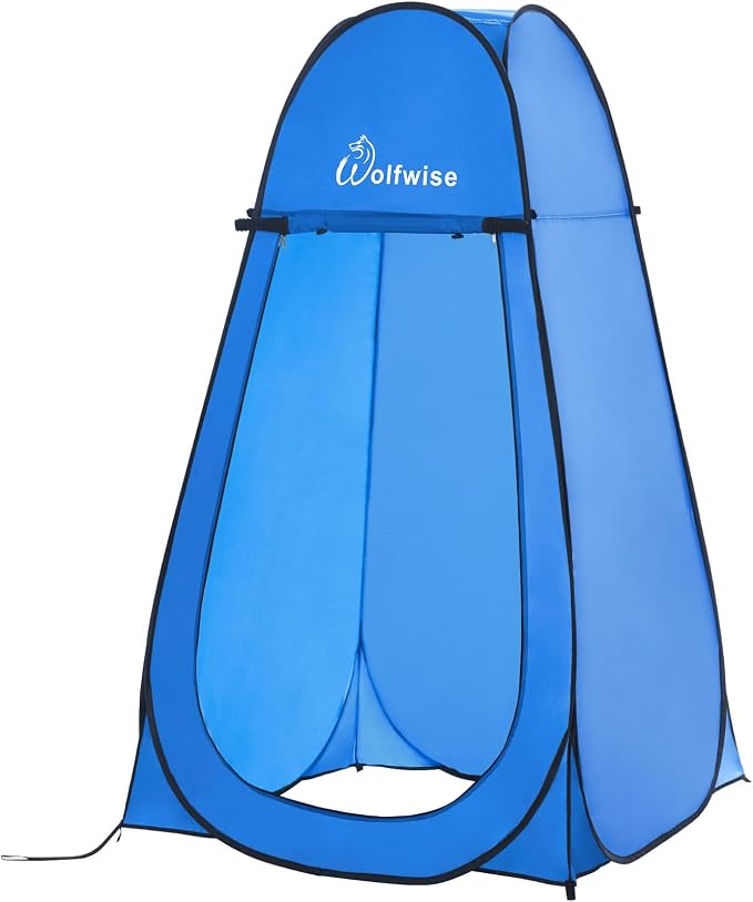 WolfWise Pop Up Shower Tent for Camping Essentials, Compact & Lightweight | Portable Instant Changing Tent with Window & Carry Bag, Privacy Dressing Room Bathroom for Outdoor, 6'3"/6'11" H