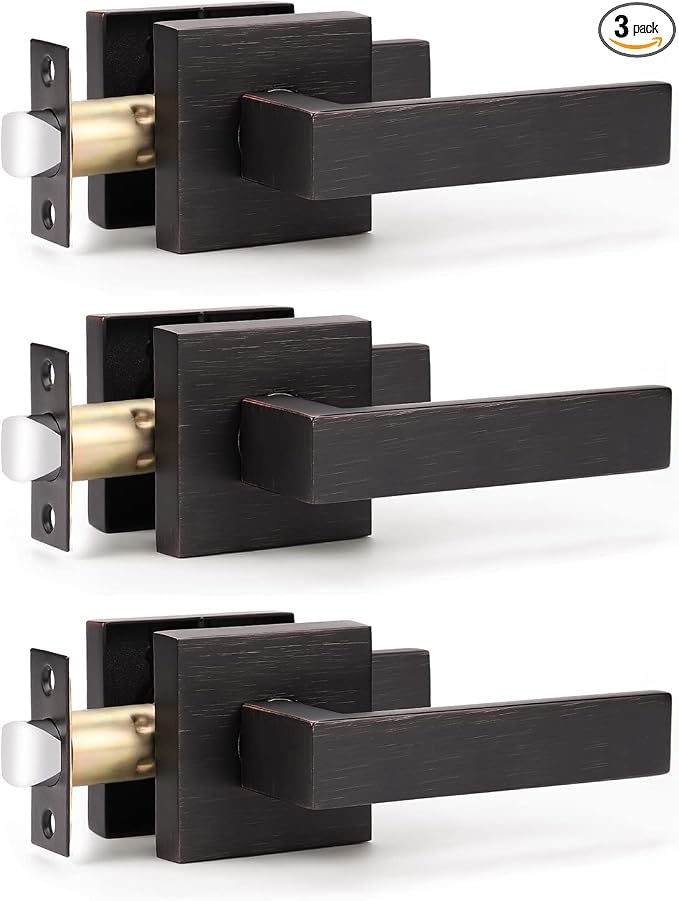 KNOBWELL Oil Rubbed Bronze Interior Door Handles Heavy Duty Door Levers Passage Door Handle Set Durable Door Hardware, Left or Right Handing, Easy Installation 3 Pack 2.07 lb One Lever