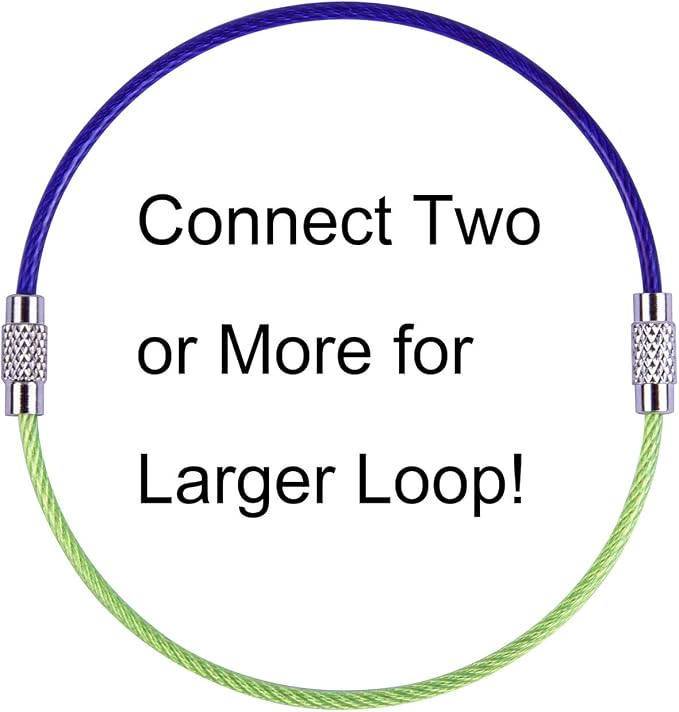 Wisdompro Wire Keychain Cable, 4.3/6.3 Inch Stainless Steel Wire Keyrings | Heavy Duty Wire Key Rings Metal Wire Cable Key Chain Loop for Luggage Tags, Keys, Crafts and ID Tags