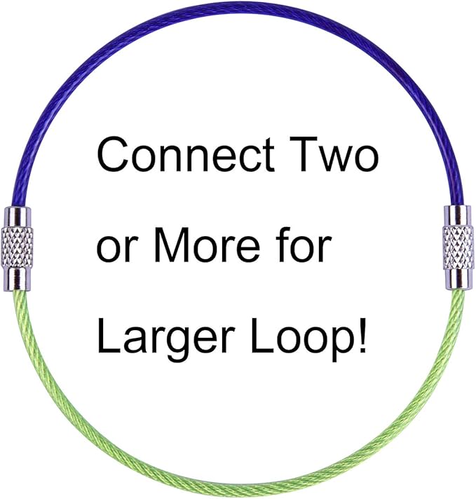 Wisdompro Wire Keychain Cable, 4.3/6.3 Inch Stainless Steel Wire Keyrings | Heavy Duty Wire Key Rings Metal Wire Cable Key Chain Loop for Luggage Tags, Keys, Crafts and ID Tags