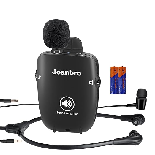 Personal Sound Amplifier for Seniors, Voice Enhancement Devices, Pocket Sound Amplifiers for Elderly People, Adults, 50dB Gain, with Headphones & Earbud, 3 Types Mics, 3 Tone, Volume Control