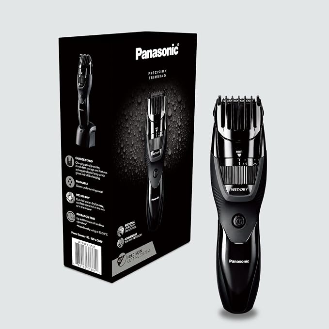 Panasonic Cordless Beard Trimmer for Men with Precision Dial,19 Adjustable Length Settings,Rechargeable Battery,Washable - ER-GB42-K (Black),(Pack of 3)