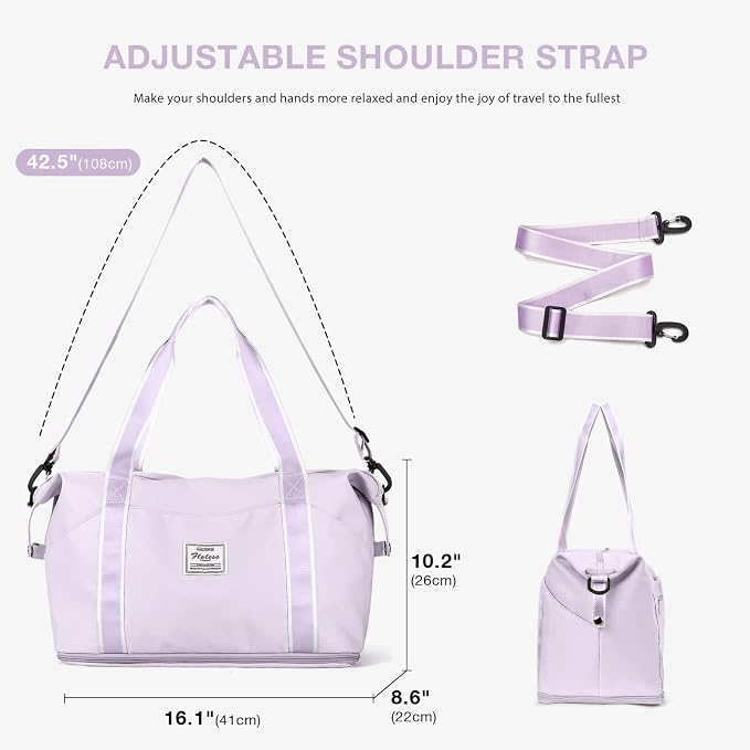 Travel Duffel Bag, Sports Tote Gym Bag, Shoulder Weekender Overnight Bag for Women