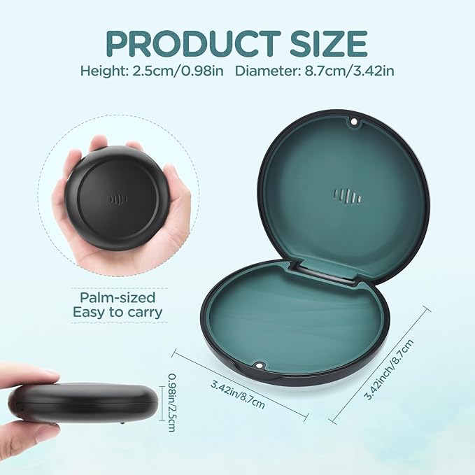 2 Pack Retainer Case Ultra-slim Aligner Case with Vent Holes Removable Inner Tray Silicone for Easy Cleaning (2Pack Blue Green)