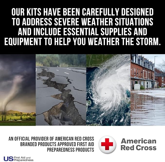 American Red Cross Officially Licensed Product, Deluxe Auto First Aid Kit, 138 Piece Emergency Medical Supplies to Treat Minor Injuries, Keep Warm, and Signal for Help