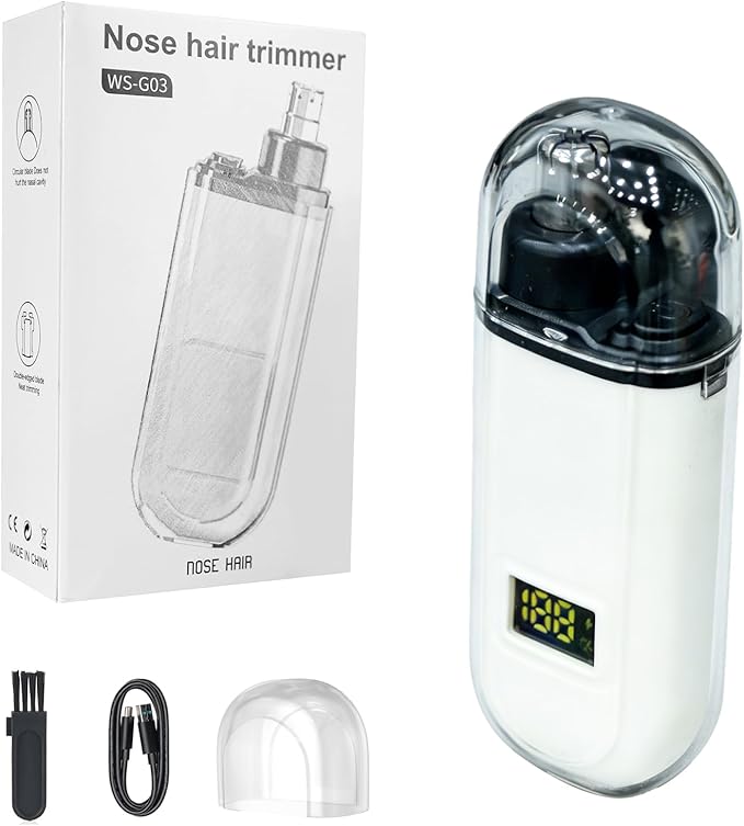 Nose Trimmer IPX7 USB Rechargeable Men Travel Friendly Easy Clean | Upgraded Women Ear Trimmer, Painless Quiet Dual Blade Electric Trimmer, Waterproof USB Rechargeable, Bathroom Home, White
