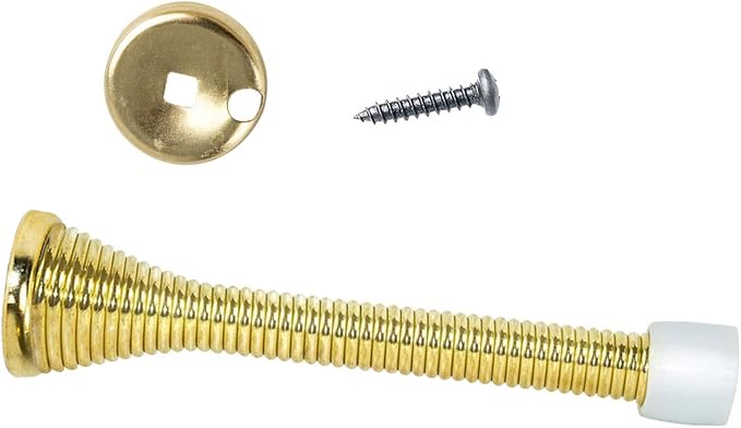 KISEER 16 Pack Spring Door Stops 3 1/4 Inch Flexible Heavy Duty Spring Door Stopper with RustProof Screw Rubber Bumper Tips (Gold)