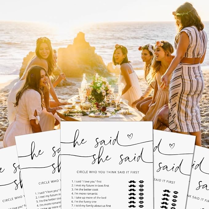GardenCity Bridal Shower Games, He Said She Said Bridal Shower Game for 50 Guests, Minimalist