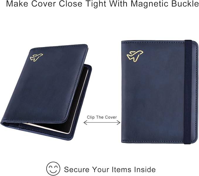 WALNEW Passport Holder for Travel, RFID Passport Cover Wallet for Women Men, PU Leather Passport Book Card Holder Case with Pen, Travelling Essentials for Flying | PU Leather Passport Cover Case with Pen Holder, Travel Must Haves Accessories, Passport ...