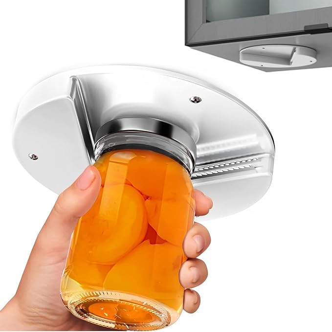 Upgraded Jar Opener, Under Cabinet Jar Opener Tool, Bottle Opener for Seniors, Cap Openers for Arthritis or Weak Hands, One Handed Opener Gadgets, Essential Kitchen Gadgets for Home Assistance