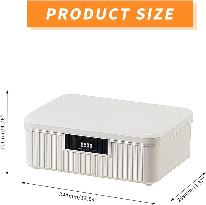Saim Combination Lockable Storage Box, 4.2 Gallon Heavy-Duty Plastic Storage Container Bin for Office, Home, Dorm Organizer for Documents, Valuables & Supplies, Item Organizer 16 Liter (White)