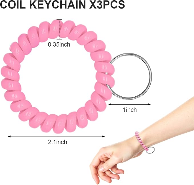 Spiral Coil Keychain, Anti-lost Key Chain Holder Lanyard Cord for Sauna Outdoor Sports and Gym Pool