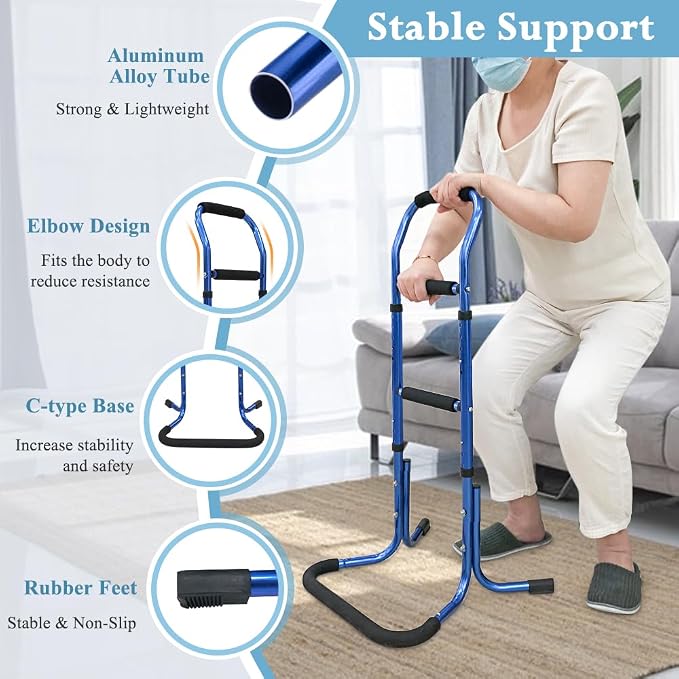 Stand Assist Aid for Elderly Chair Lift Devices for Seniors Standing Supports Couch Rails Sit to Stand Lift Adults Walking Assistance Portable Patient Mobility Aids for Sofa, Recliner Chair (Blue)