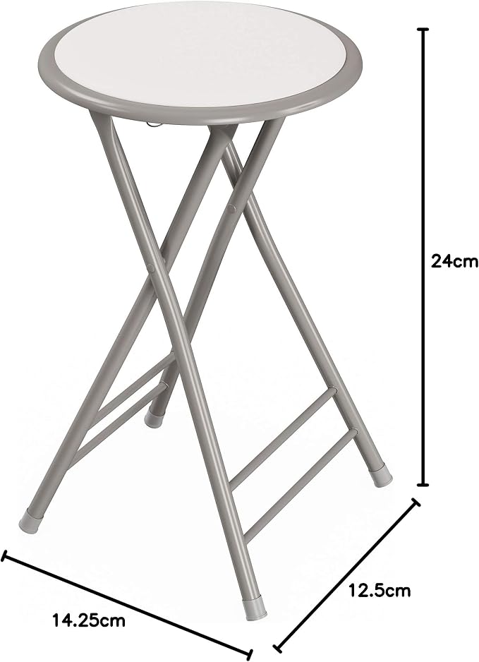 Lavish Home Folding Stool with Padded Backless Seat, White, 24 Inch | Counter Height Bar Stools with 225lb Capacity, Portable Indoor & Outdoor, Extra Seat for Kitchen, Rec Room or Camping