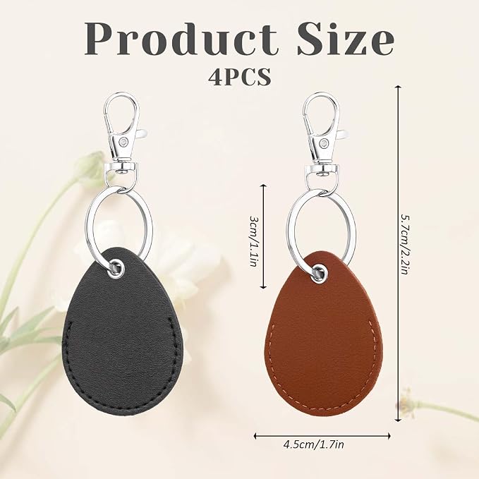 Psyqtsuary Leather Key Fob Holder, 4 Pcs PU Leather Keychain Key Holder for Keychain General Keys Fob, for Keys ID Keys Cards