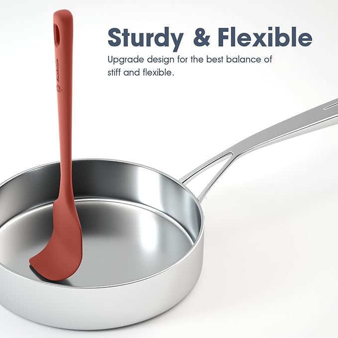 5 Pieces Silicone Spatula Set, Food Grade Rubber Spatula, Upgrade Strong Handle with Ergonomic Grip, Heat Resistant Up to 600°F for Nonstick Cookware, Cooking