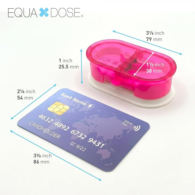 EQUADOSE Precision Pill Splitter with Centering Guide, Dual Stainless-Steel Blades for Small & Large Tablets, Accurate Halves & Quarters for Medication, Vitamins and Pet Pills, Pink