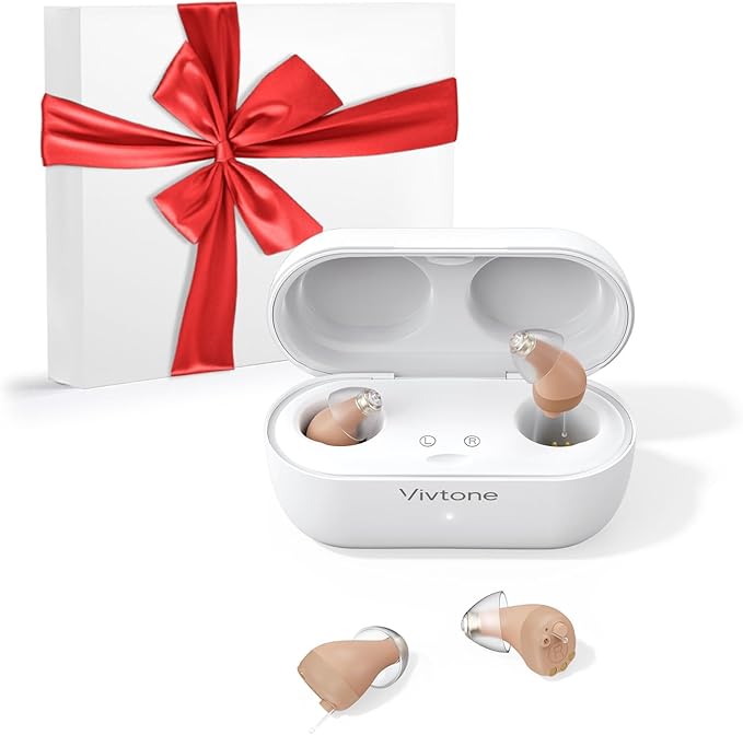 Vivtone Supermini Hearing Aids (Not Amplifiers), Rechargeable Digital Hearing Devices with 16-Channel Sound Processing for Superior Sound Quality, Auto-On/Off, Pair