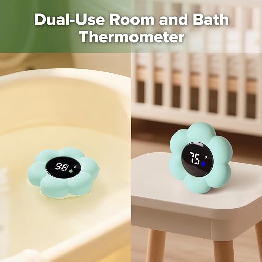 Haakaa Silicone Baby Bath Thermometer – Water Temperature Thermometer for Baby Safety, Floating Infant Bath tub Temp Thermometer for Newborns & Toddlers- Flower