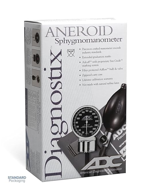ADC Adult Cuff Arm Aneroid Sphygmomanometer Unit 2-Tubes Black 1 Each