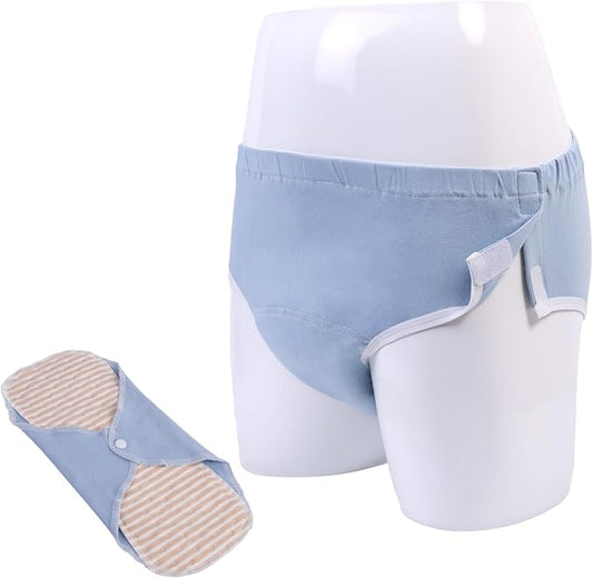 Reusable Adult Diapers,Washable Incontinence Underwear for Women – Reusable Leak Proof Cotton Briefs with Removable Pads, Waterproof Overnight Protection, Easy Open Side Tear Away Closure