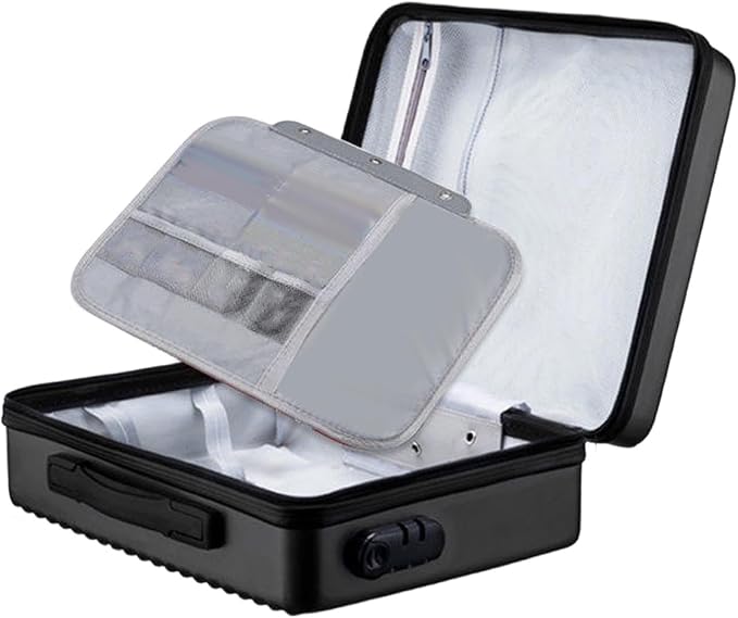 Fireproof Document Box Secure Storage Waterproof Briefcase files Organizer Bag Hard Container Case for Contracts Outdoor, Black