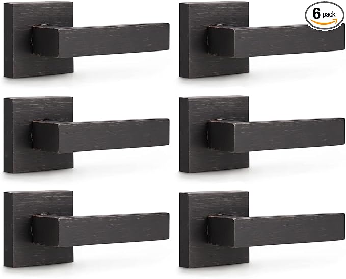 KNOBWELL 6 Pack Heavy Duty Dummy Door Handle Door Leversets, Single Sided Dummy Lever for Both Right/Left Handed Doors, Oil Rubbed Bronze Finish 0.93 lb One Lever(Only One Side Use)