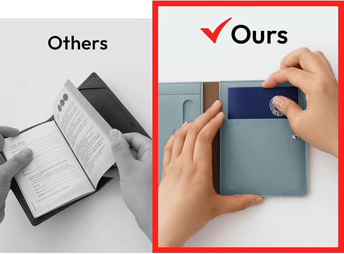 Premium RFID Blocking Leather Passport Holder & Wallet – Fog Blue | Family Travel Document Organizer – for 2 Passports, Cards, Boarding Passes & Travel Essentials
