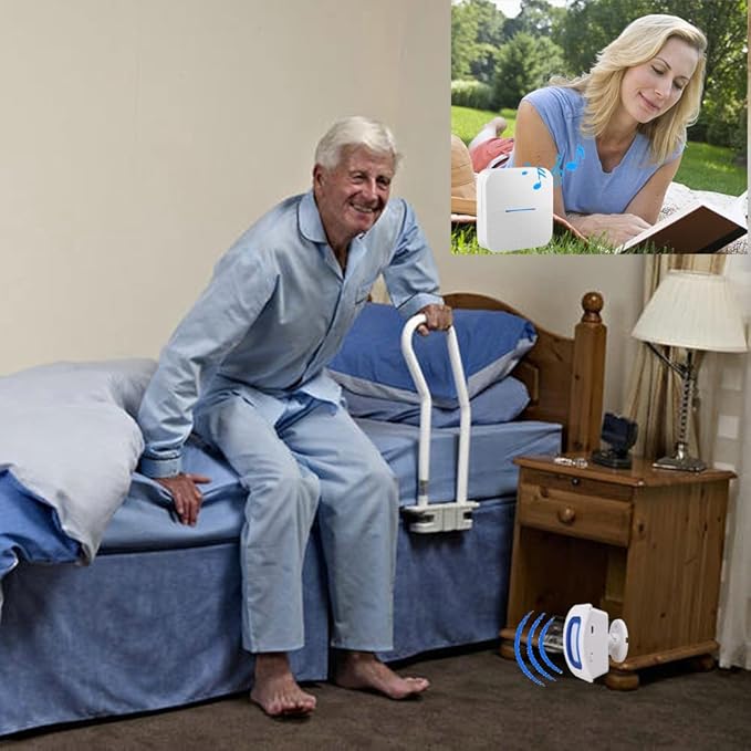 Bed Alarm for Elderly Dementia Patients,Portable Wireless Caregiver Pager Bed Alarms and Fall Prevention Alert for Elderly,Elderly Monitoring for Home