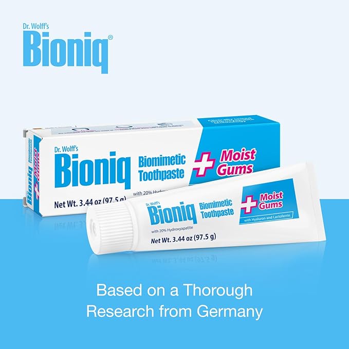 Bioniq Plus Moist Gum Toothpaste with 20% Hydroxyapatite, Fluoride Free Toothpaste, Hydroxyapatite Clinically Tested, Expert Enamel Care with Mint Flavor I 3.44 oz 3 Pack Family Value Size