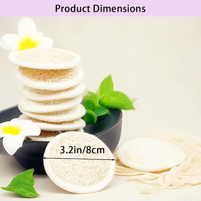Natural Loofah face Scrubber Pads, 6 Pack | Loofah Facial Pads,Biodegradable，Exfoliator，with Hanging Loop