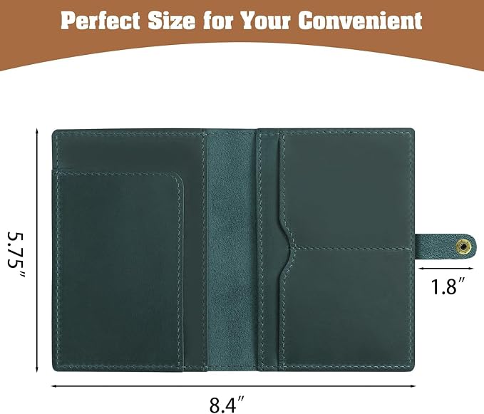 Jack&Chris Genuine Leather Passport Holder For Travel, RFID Blocking Handmade Passport Holder with Card Case Organized & Safe, Quality Travel Essentials for Women and Men for Gifting, Blue