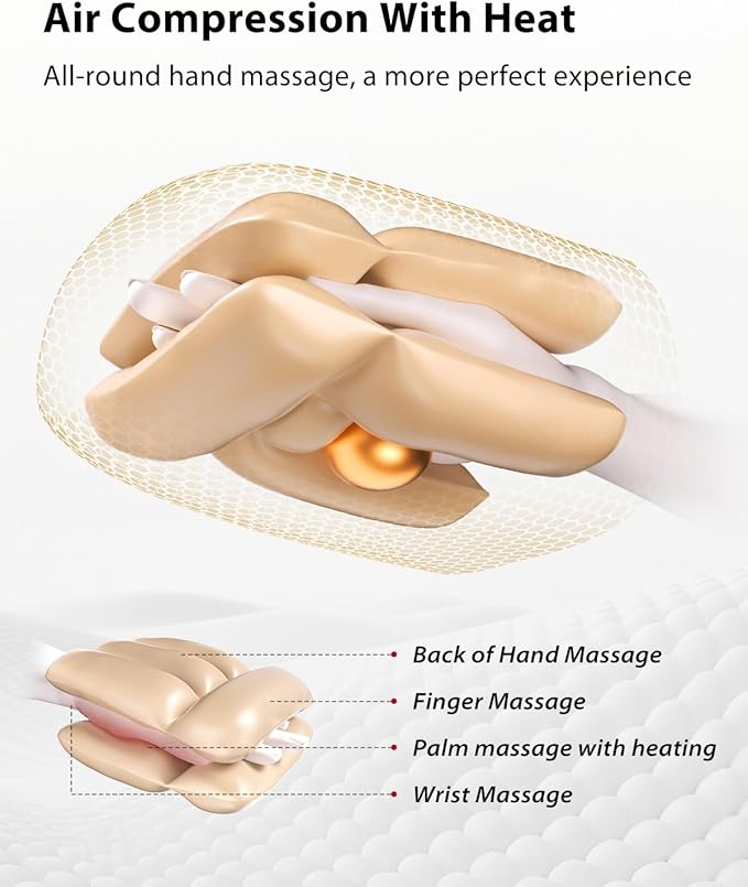 CINCOM Upgraded Hand Massager with Heat and Compression for Arthritis and Carpal Tunnel - Cordless & Rechargeable, Gifts for Women (Black & Gold)